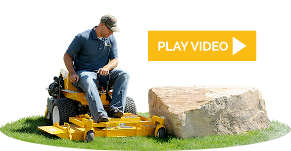 Mower steering around rocks